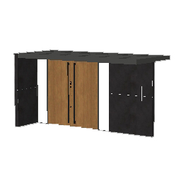 プラスGエントランス_開き門扉AH_アシンメトリー納まり